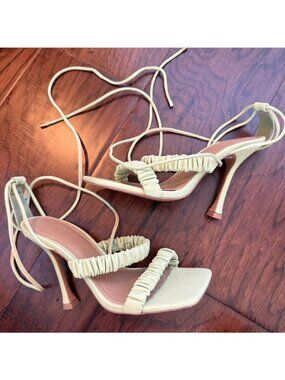 ASOS Design Y2K Strappy Tie Green Ruched Heeled Sandals Size 6